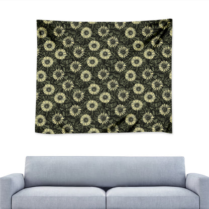 Dark Sunflower Pattern Print Tapestry