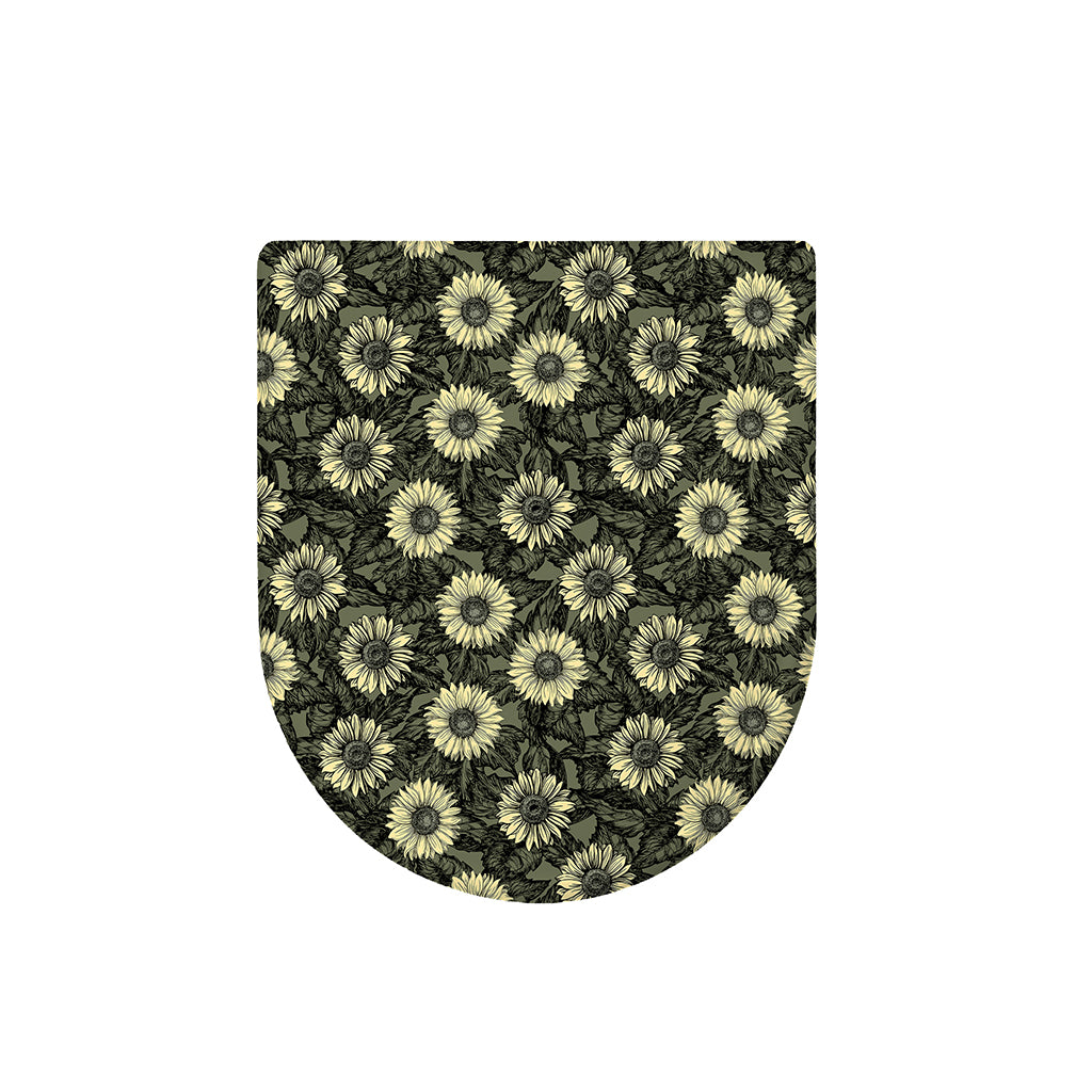 Dark Sunflower Pattern Print Toilet Lid Cover