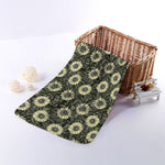Dark Sunflower Pattern Print Towel