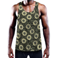 Dark Sunflower Pattern Print Men's Workout Tank Top