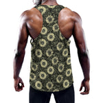 Dark Sunflower Pattern Print Training Tank Top