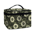 Dark Sunflower Pattern Print Travel Makeup Bag