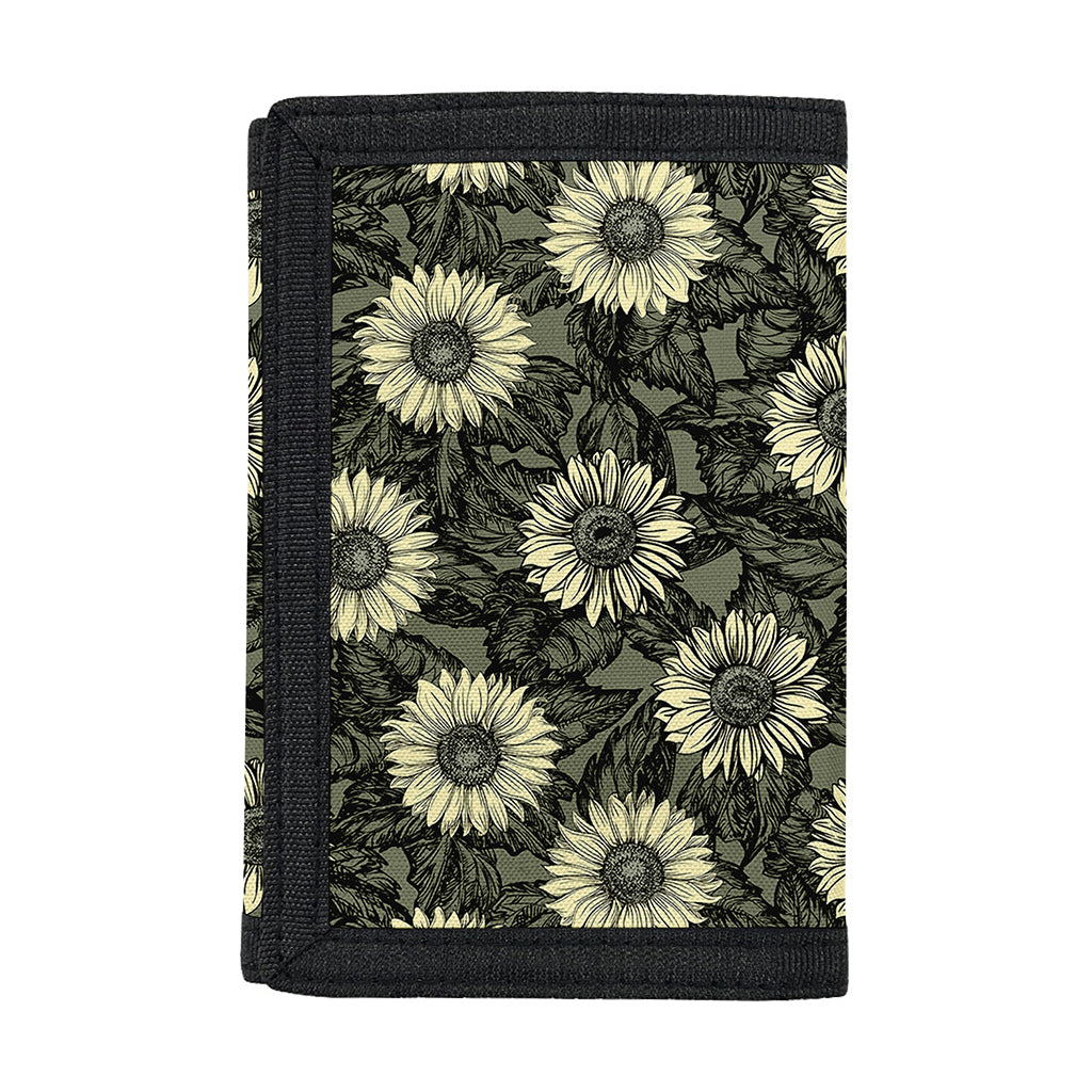 Dark Sunflower Pattern Print Trifold Wallet