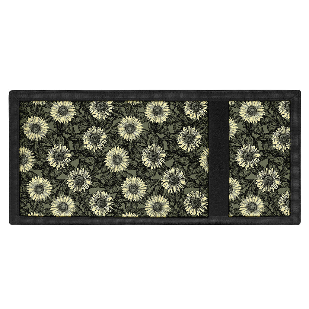 Dark Sunflower Pattern Print Trifold Wallet