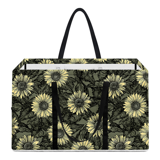Dark Sunflower Pattern Print Utility Tote Bag