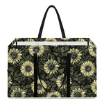 Dark Sunflower Pattern Print Utility Tote Bag