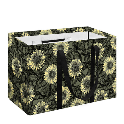 Dark Sunflower Pattern Print Utility Tote Bag