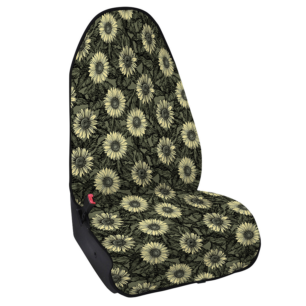 Dark Sunflower Pattern Print Waterproof Car Seat Cover