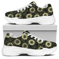 Dark Sunflower Pattern Print White Chunky Shoes