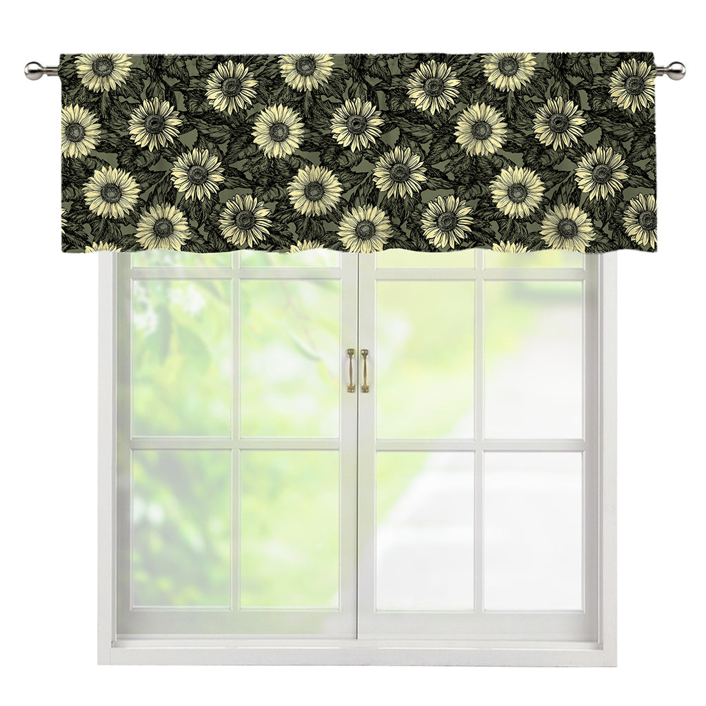 Dark Sunflower Pattern Print Window Valance