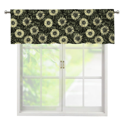 Dark Sunflower Pattern Print Window Valance