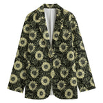 Dark Sunflower Pattern Print Women's Blazer