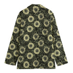Dark Sunflower Pattern Print Women's Blazer