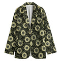 Dark Sunflower Pattern Print Women's Cotton Blazer