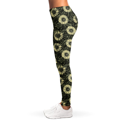 Dark Sunflower Pattern Print Women's Leggings