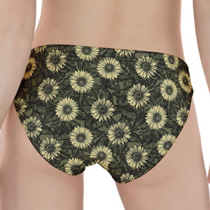 Dark Sunflower Pattern Print Women's Panties