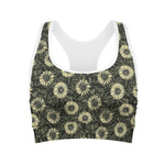 Dark Sunflower Pattern Print Women's Sports Bra