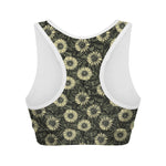 Dark Sunflower Pattern Print Women's Sports Bra