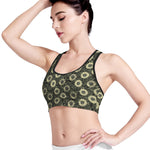 Dark Sunflower Pattern Print Women's Sports Bra