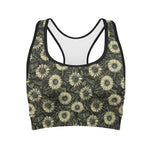 Dark Sunflower Pattern Print Women's Sports Bra