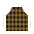 Dark Tan And Black Check Pattern Print Adjustable Apron