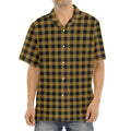 Dark Tan And Black Check Pattern Print Aloha Shirt