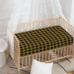 Dark Tan And Black Check Pattern Print Baby Crib Sheet