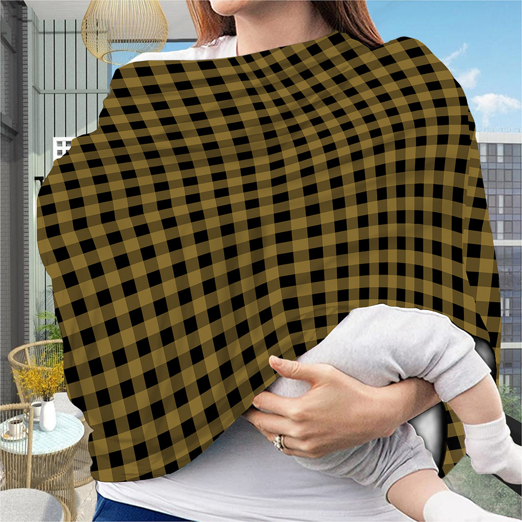 Dark Tan And Black Check Pattern Print Baby Seat Cover