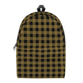 Dark Tan And Black Check Pattern Print School Backpack