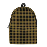 Dark Tan And Black Check Pattern Print Backpack