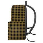 Dark Tan And Black Check Pattern Print Backpack