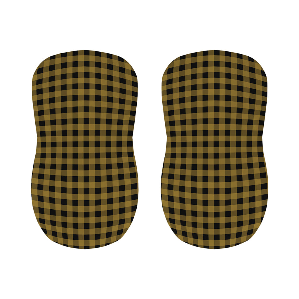 Dark Tan And Black Check Pattern Print Bar Stool Covers