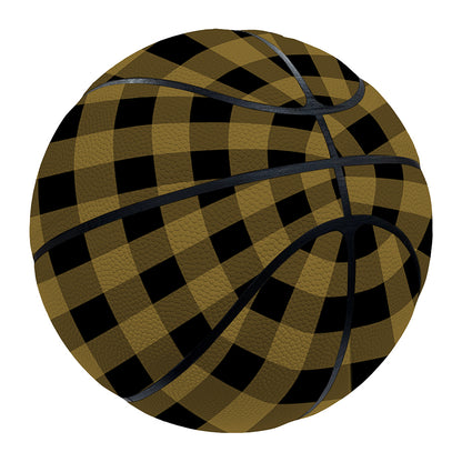 Dark Tan And Black Check Pattern Print Basketball