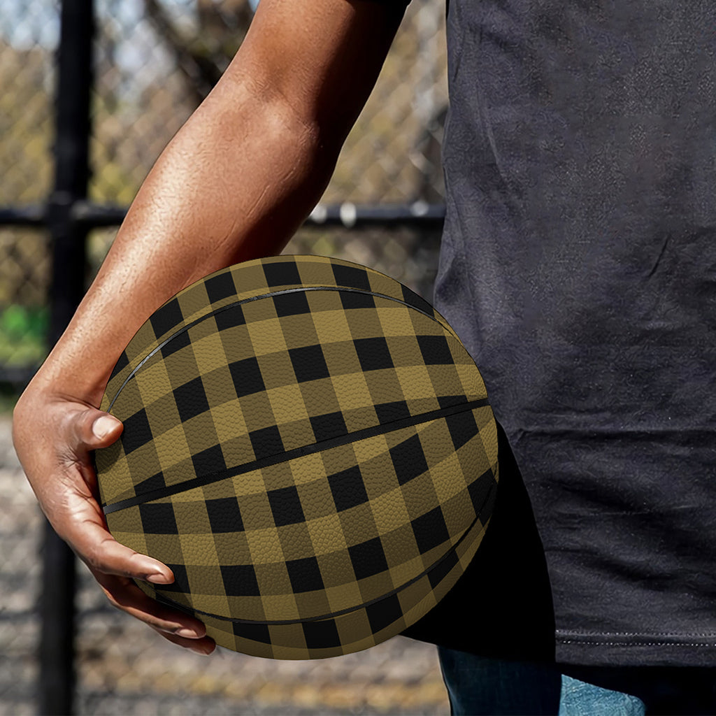 Dark Tan And Black Check Pattern Print Basketball