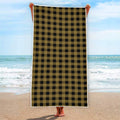 Dark Tan And Black Check Pattern Print Beach Towel