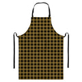Dark Tan And Black Check Pattern Print Bib Apron With Pocket