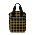 Dark Tan And Black Check Pattern Print Bible Tote Bag