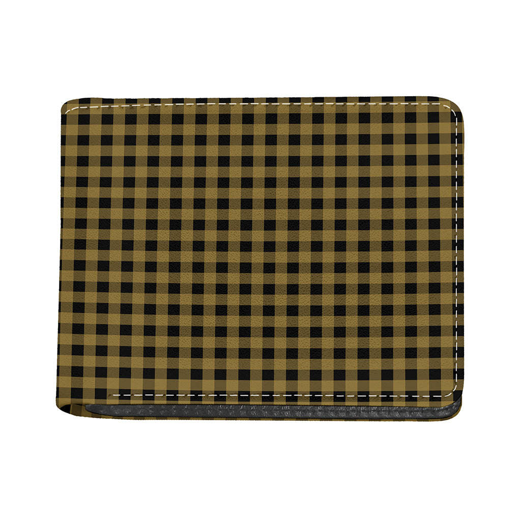 Dark Tan And Black Check Pattern Print Bifold Wallet