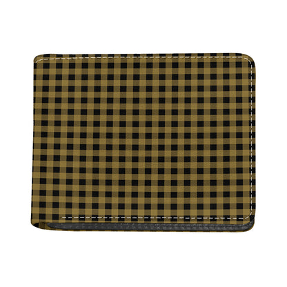 Dark Tan And Black Check Pattern Print Bifold Wallet
