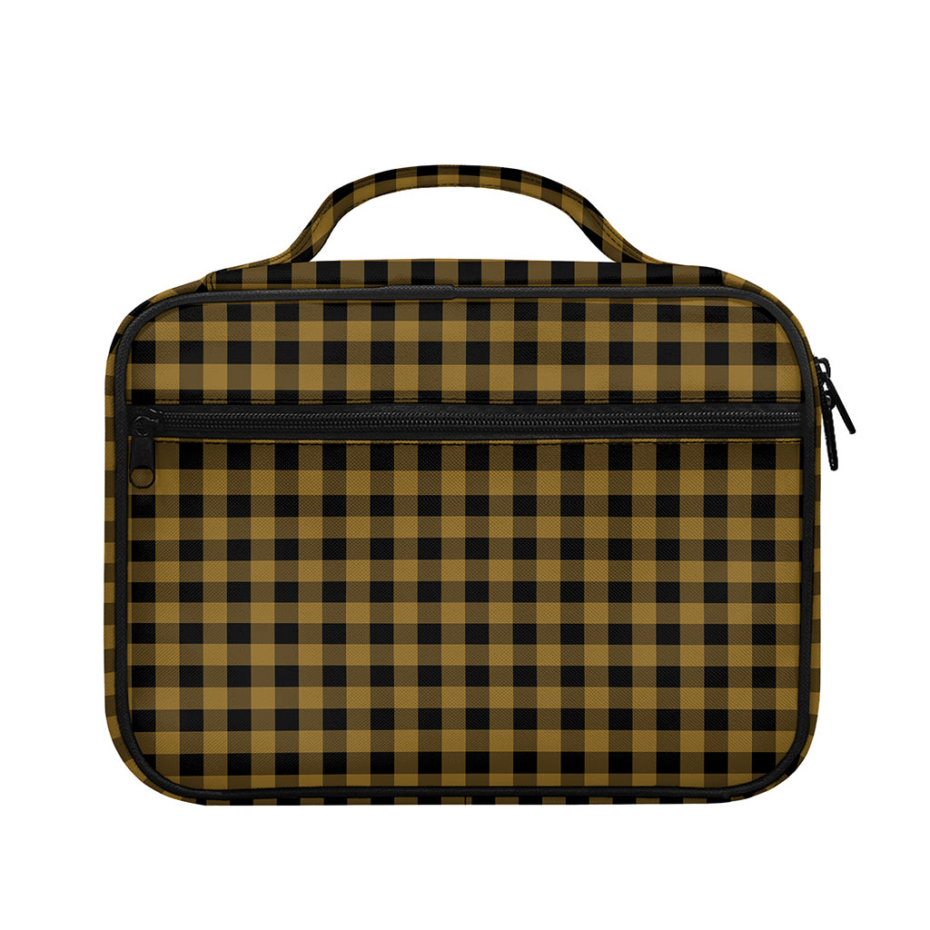 Dark Tan And Black Check Pattern Print Briefcase Bible Bag