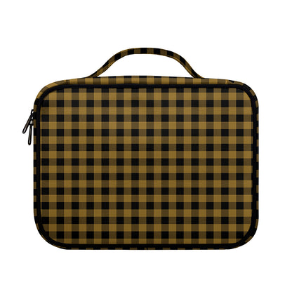 Dark Tan And Black Check Pattern Print Briefcase Bible Bag