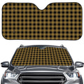 Dark Tan And Black Check Pattern Print Car Windshield Sun Shade