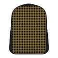 Dark Tan And Black Check Pattern Print Casual Backpack