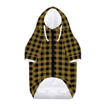 Dark Tan And Black Check Pattern Print Dog Zip Up Hoodie
