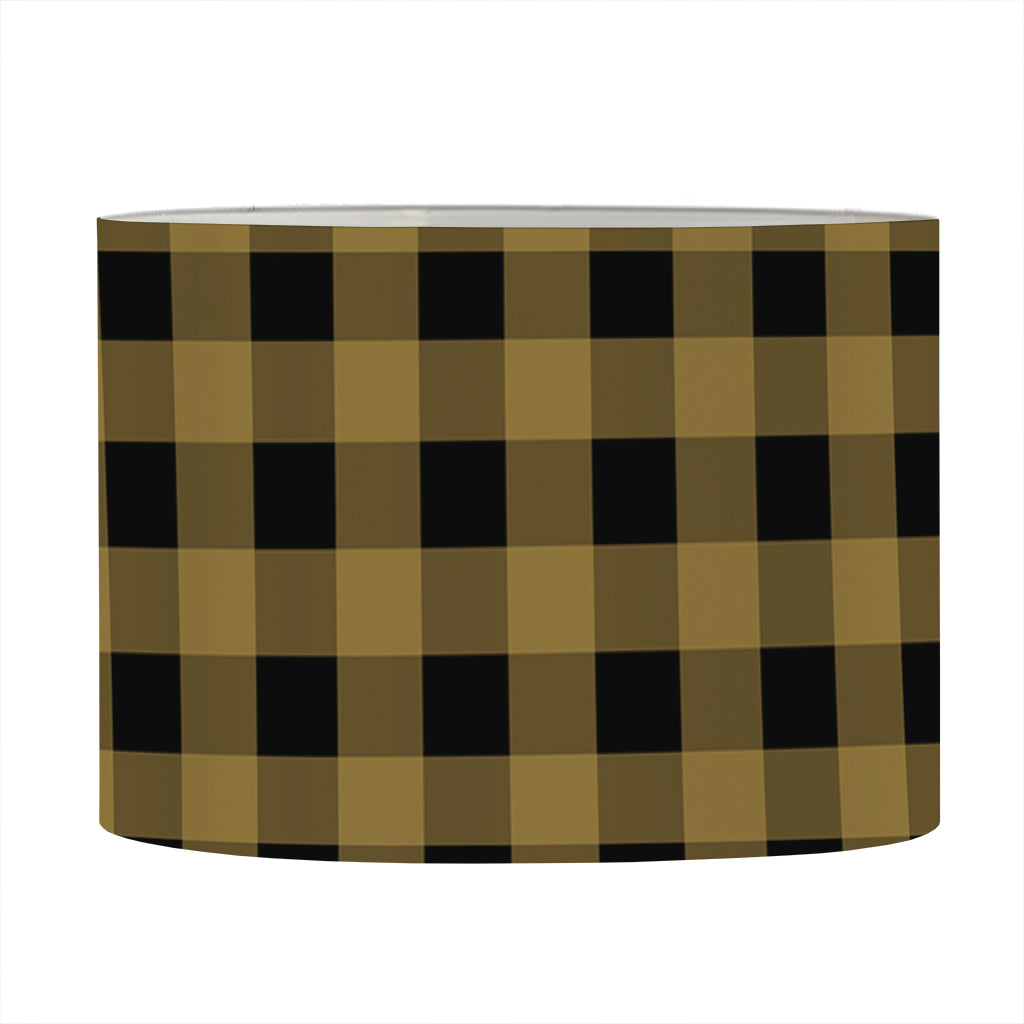 Dark Tan And Black Check Pattern Print Drum Lamp Shade