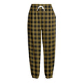 Dark Tan And Black Check Pattern Print Fleece Lined Knit Pants