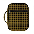 Dark Tan And Black Check Pattern Print Front Pocket Bible Bag