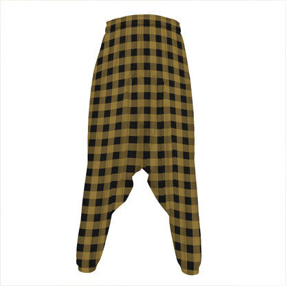 Dark Tan And Black Check Pattern Print Hammer Pants