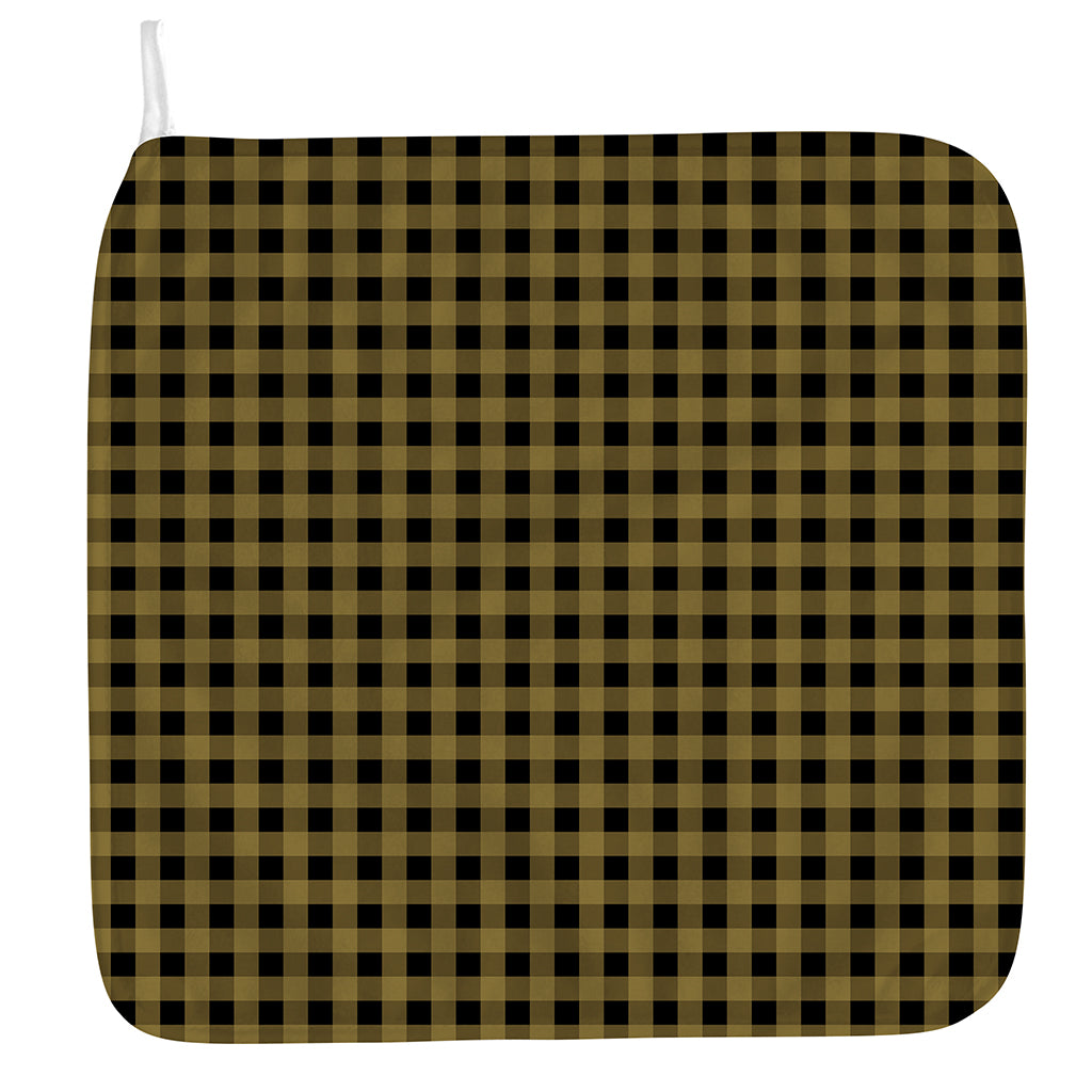 Dark Tan And Black Check Pattern Print Hand Towel