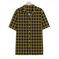 Dark Tan And Black Check Pattern Print Hawaiian Shirt